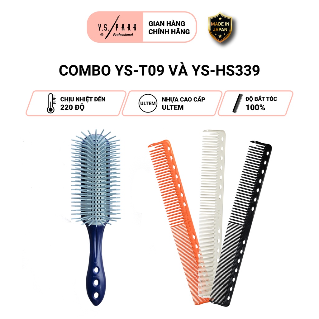 Combo lô sấy tóc Pro Straight Air Styler T09 và lược YS Park HS339 chính hãng chịu nhiệt - Bảo hành 12 tháng