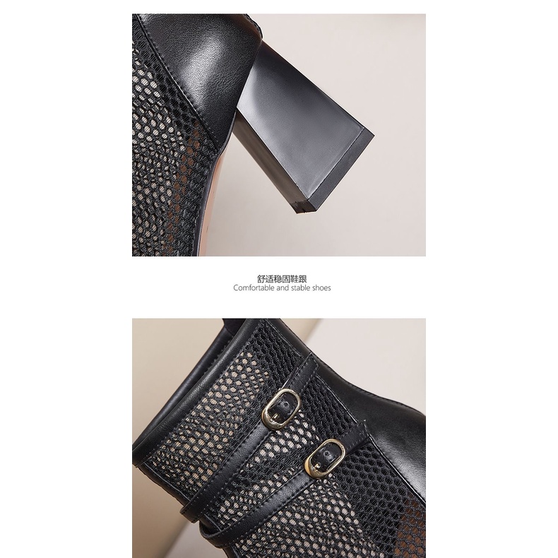 Giày Bốt Martin Da Thật Phối Lưới Mỏng Thoáng Khí Thời Trang Mùa Hè 2023 Cho Nữ