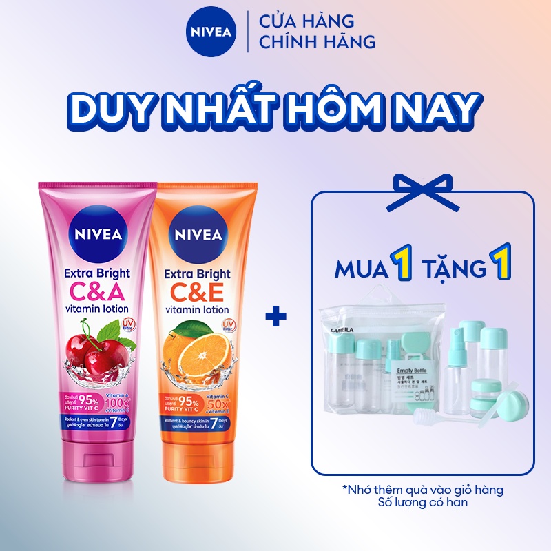 Bộ Đôi Sữa Dưỡng Thể NIVEA Vitamin C&E & Vitamin C&A Sáng Mượt | Đều Màu Da Sau 7 Ngày (180 ml)