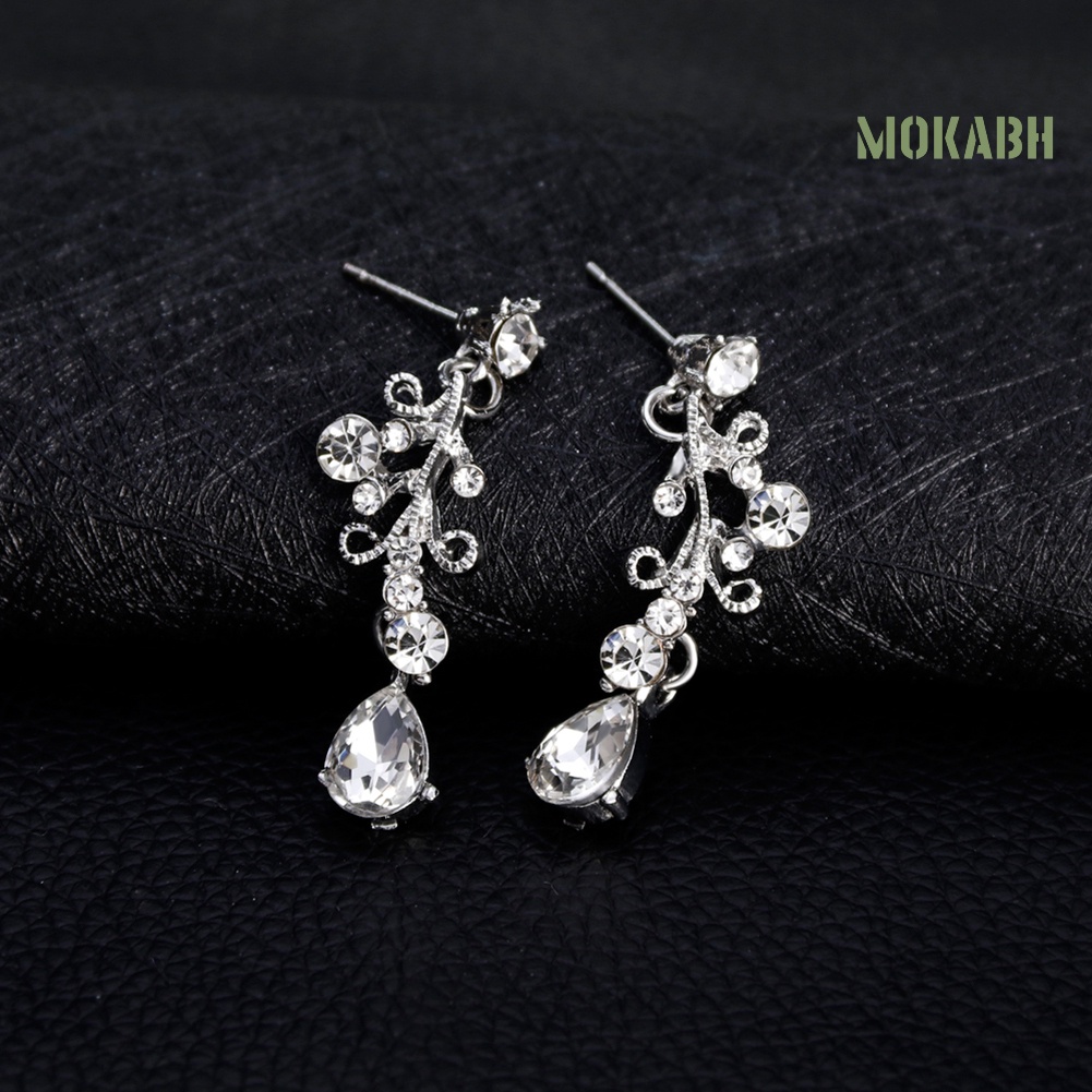 Bộ Vòng cổ + Bông Tai Đính Đá Hình Giọt Nước Thời Trang Cho Nữ