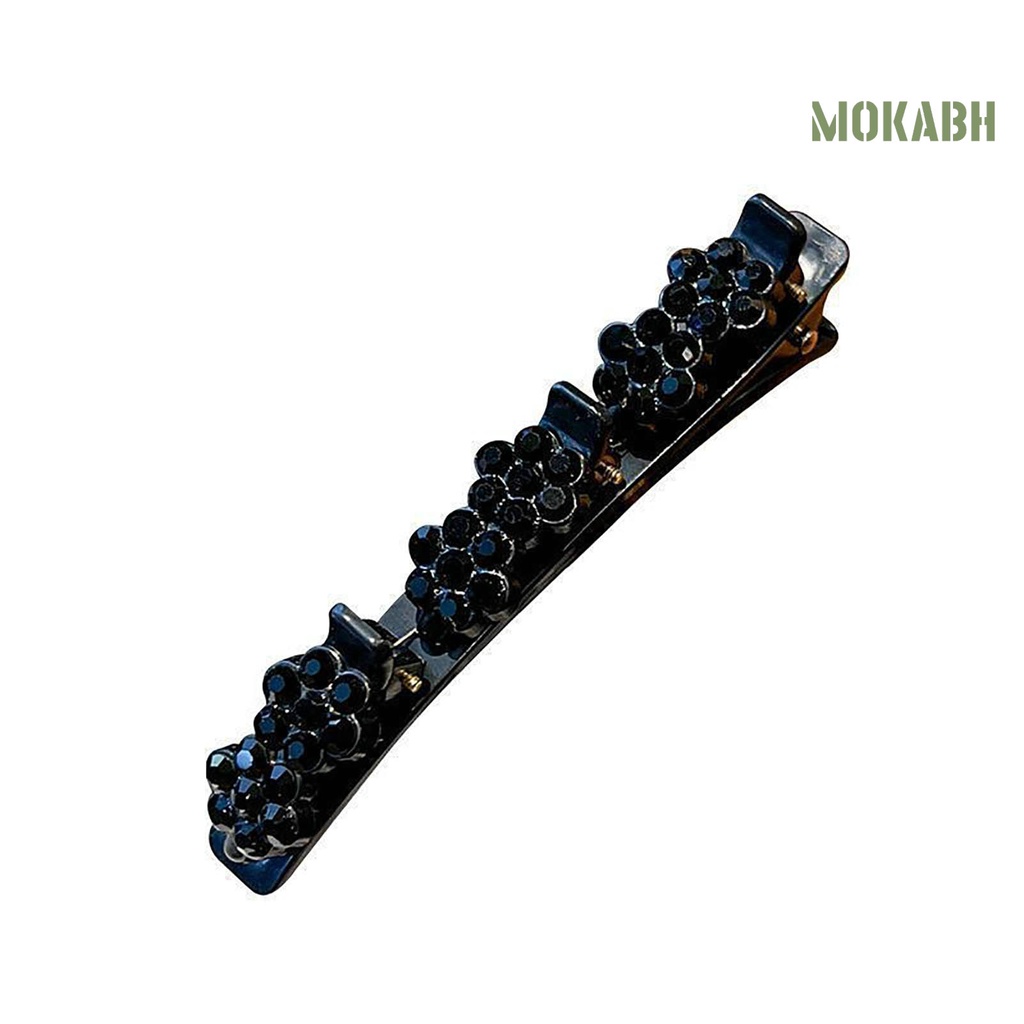 [mokabh] Kẹp Tóc Mái Hai Lớp Hình Hoa Đính Đá Lấp Lánh Phong Cách Hàn Quốc
