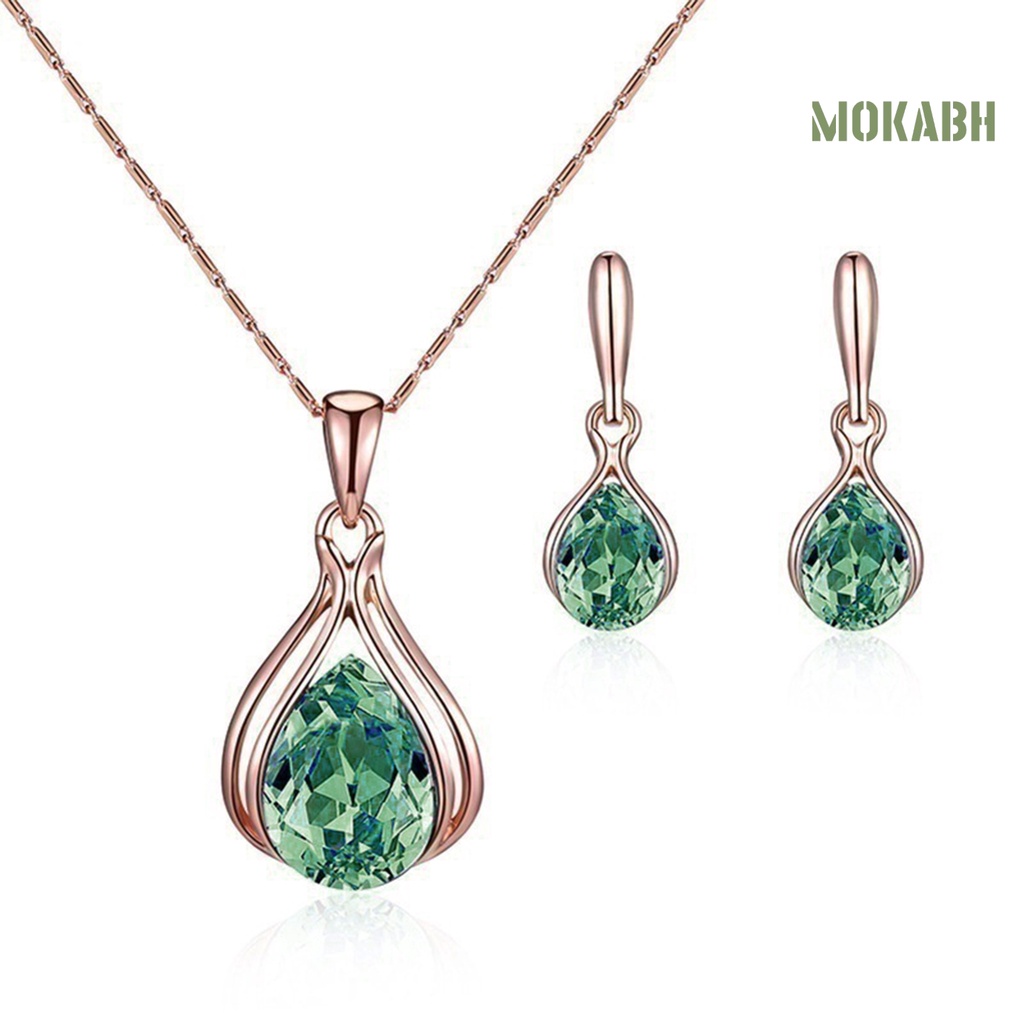 1 Bộ Vòng cổ + Bông Tai Chống Gỉ Hình Giọt Nước Thời Trang Cho Nữ