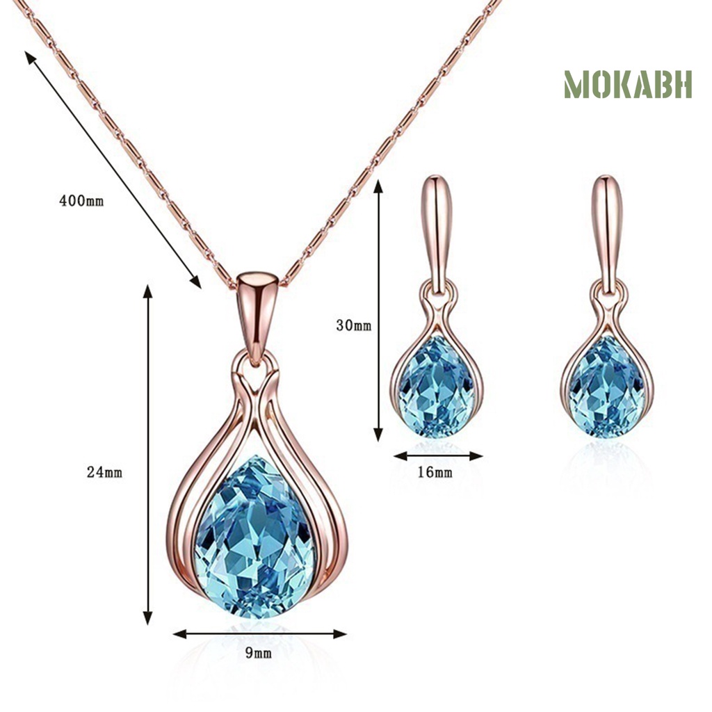 1 Bộ Vòng cổ + Bông Tai Chống Gỉ Hình Giọt Nước Thời Trang Cho Nữ