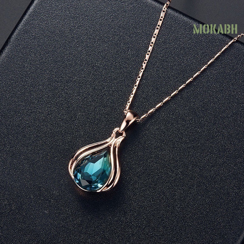 1 Bộ Vòng cổ + Bông Tai Chống Gỉ Hình Giọt Nước Thời Trang Cho Nữ