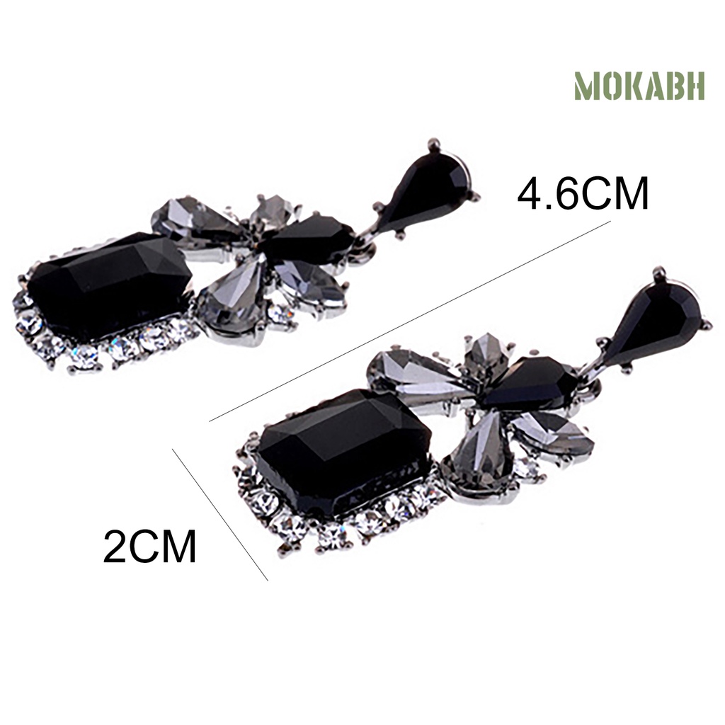 [mokabh] Khuyên Tai Lủng Lẳng Đính Đá Zircon Hình Giọt Nước Bằng Hợp Kim Tinh Tế Cho Tiệc Sinh Nhật / Tiệc Tù