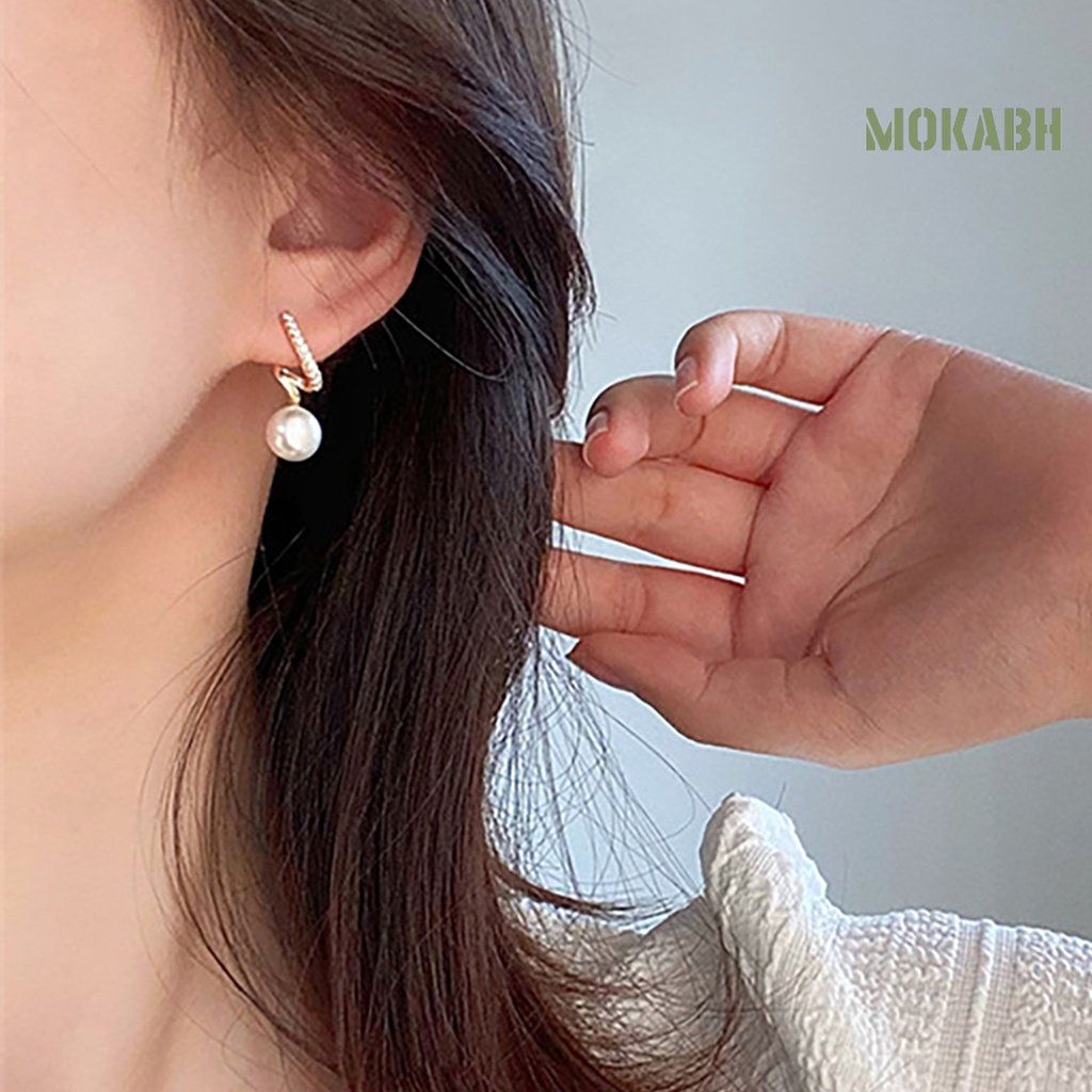 1 Đôi Bông Tai Dạng Xoắn Đính Ngọc Trai Nhân Tạo Phong Cách Hàn Quốc Thanh Lịch Dành Cho Nữ