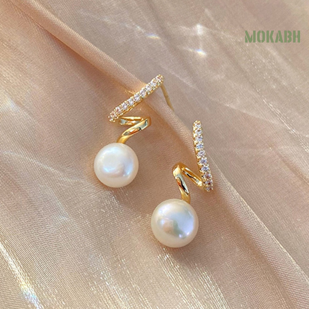 1 Đôi Bông Tai Dạng Xoắn Đính Ngọc Trai Nhân Tạo Phong Cách Hàn Quốc Thanh Lịch Dành Cho Nữ