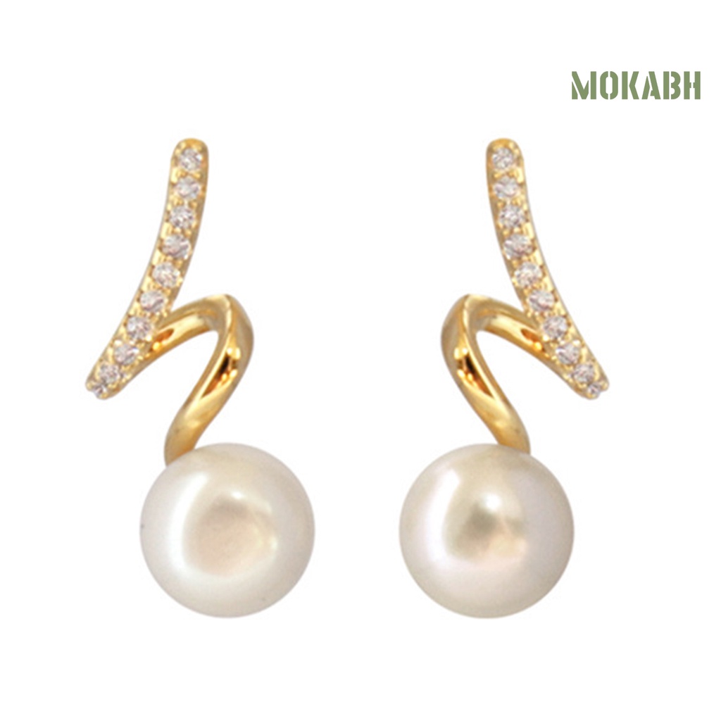 1 Đôi Bông Tai Dạng Xoắn Đính Ngọc Trai Nhân Tạo Phong Cách Hàn Quốc Thanh Lịch Dành Cho Nữ