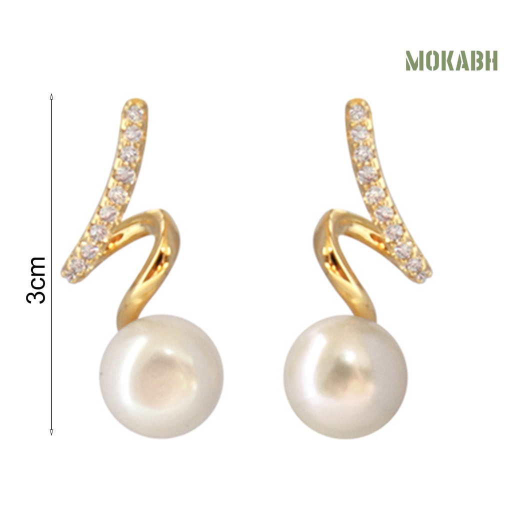 1 Đôi Bông Tai Dạng Xoắn Đính Ngọc Trai Nhân Tạo Phong Cách Hàn Quốc Thanh Lịch Dành Cho Nữ