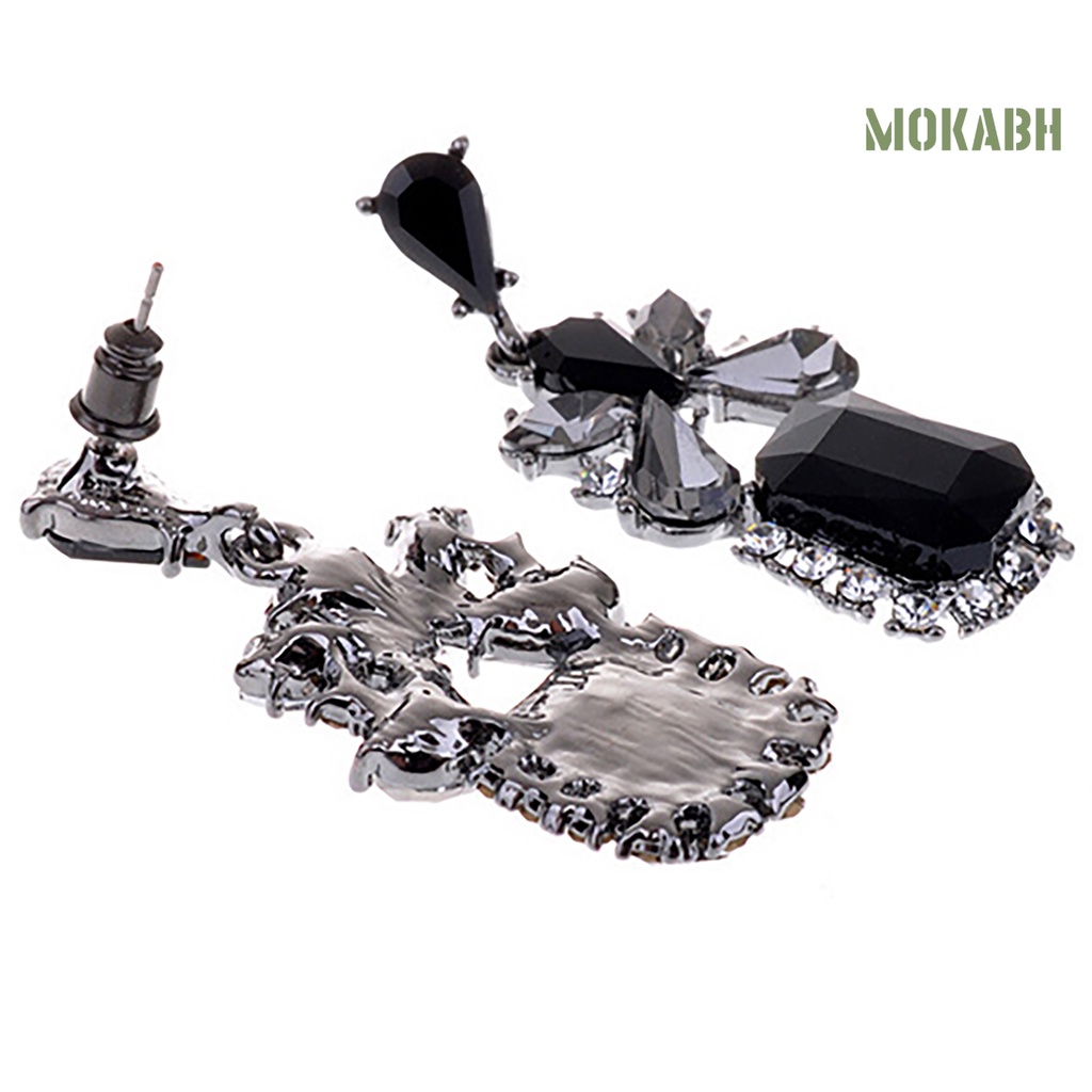 [mokabh] Khuyên Tai Lủng Lẳng Đính Đá Zircon Hình Giọt Nước Bằng Hợp Kim Tinh Tế Cho Tiệc Sinh Nhật / Tiệc Tù