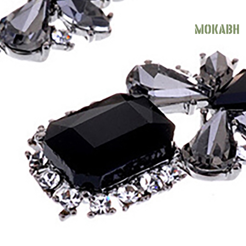 [mokabh] Khuyên Tai Lủng Lẳng Đính Đá Zircon Hình Giọt Nước Bằng Hợp Kim Tinh Tế Cho Tiệc Sinh Nhật / Tiệc Tù