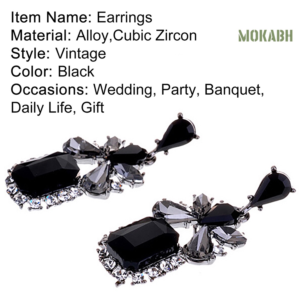 [mokabh] Khuyên Tai Lủng Lẳng Đính Đá Zircon Hình Giọt Nước Bằng Hợp Kim Tinh Tế Cho Tiệc Sinh Nhật / Tiệc Tù