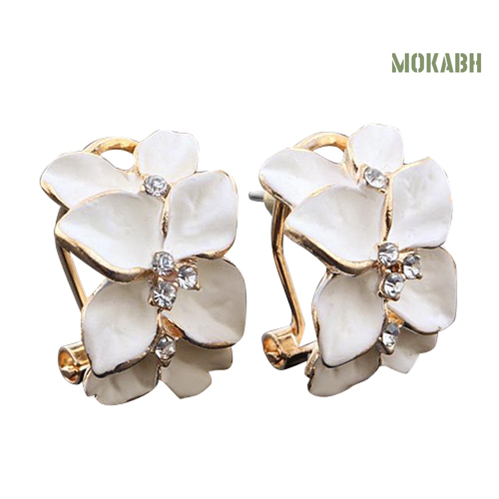 [mokabh] Bông Tai Đinh Tán Họa Tiết Hoa Vườn Trắng Thời Trang Sang Trọng Thanh Lịch Cho Nữ