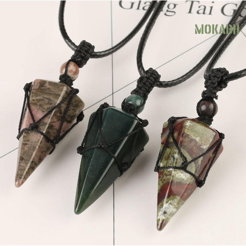 [mokabh] Vòng cổ Mặt Đá Tự Nhiên Hình Nón Chắc Chắn Cho Tiệc Cưới