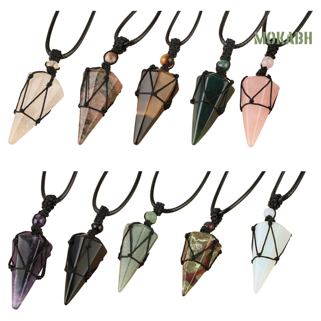 [mokabh] Vòng cổ Mặt Đá Tự Nhiên Hình Nón Chắc Chắn Cho Tiệc Cưới