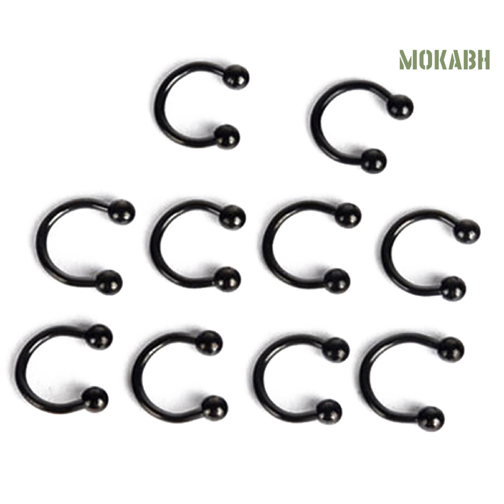 Bộ 10 Khuyên Xỏ Mũi / Môi / Tai / Cơ Thể Bằng Thép Không Gỉ