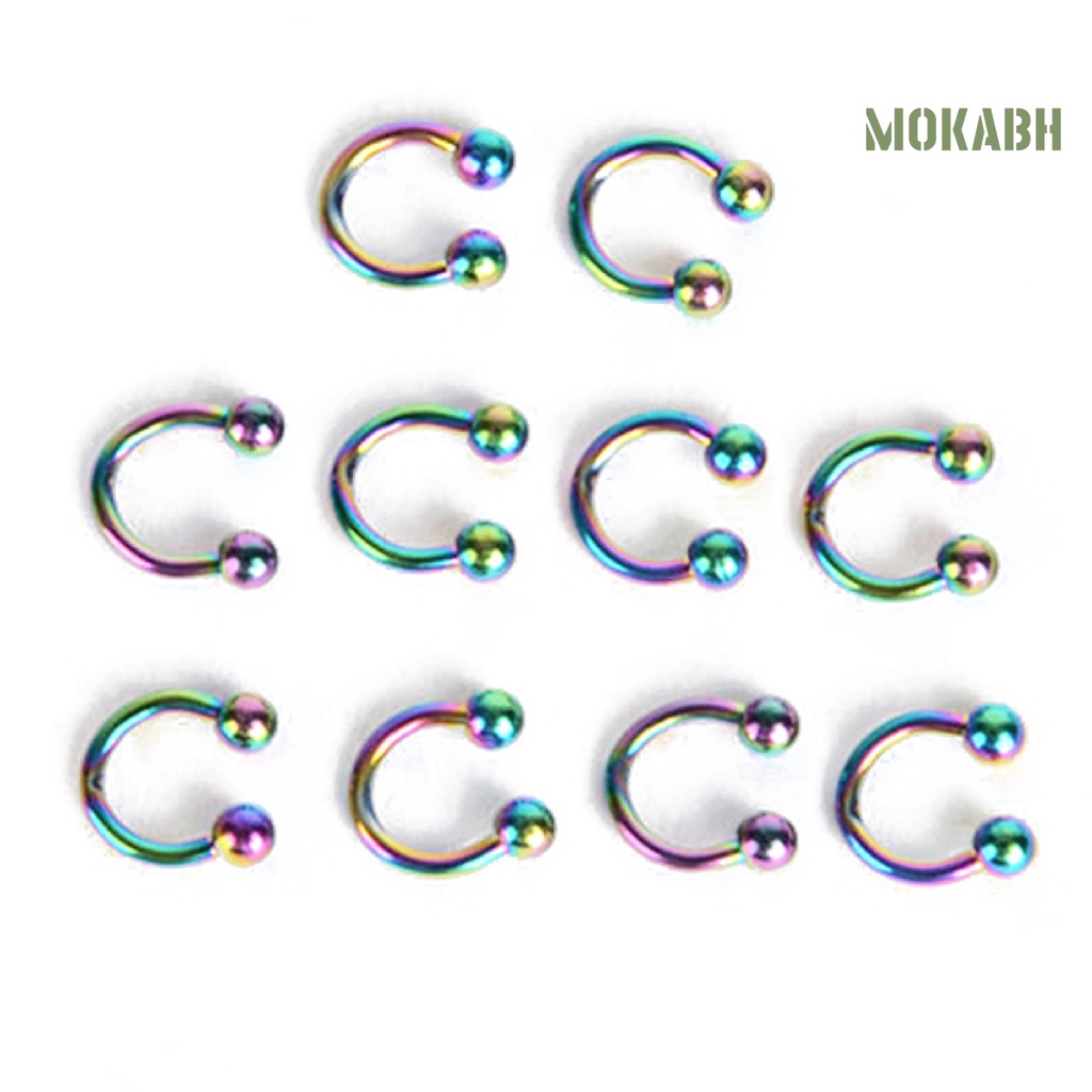 Bộ 10 Khuyên Xỏ Mũi / Môi / Tai / Cơ Thể Bằng Thép Không Gỉ
