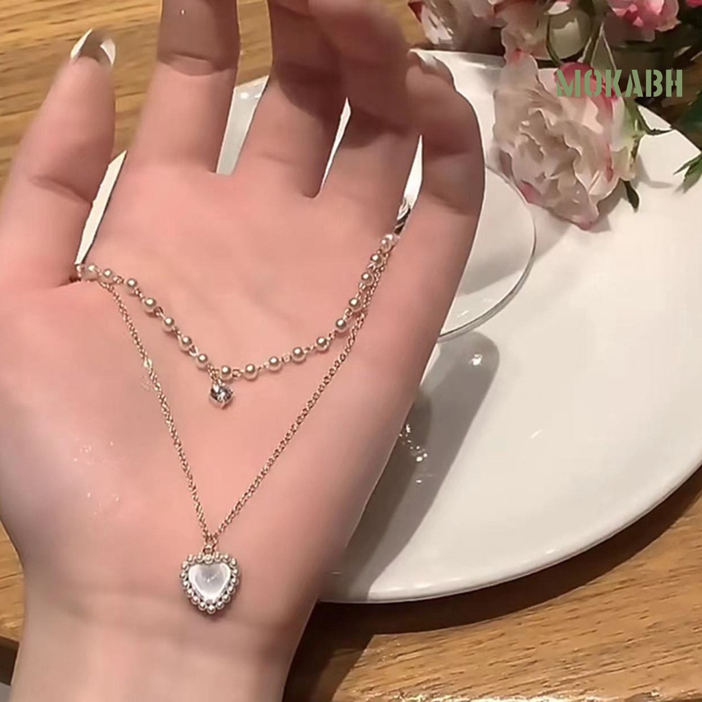 Vòng cổ Chuỗi Ngọc Trai Nhân Tạo Hình Trái Tim Tinh Tế Cho Nữ Sturdy