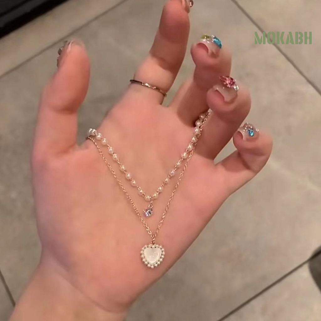 Vòng cổ Chuỗi Ngọc Trai Nhân Tạo Hình Trái Tim Tinh Tế Cho Nữ Sturdy