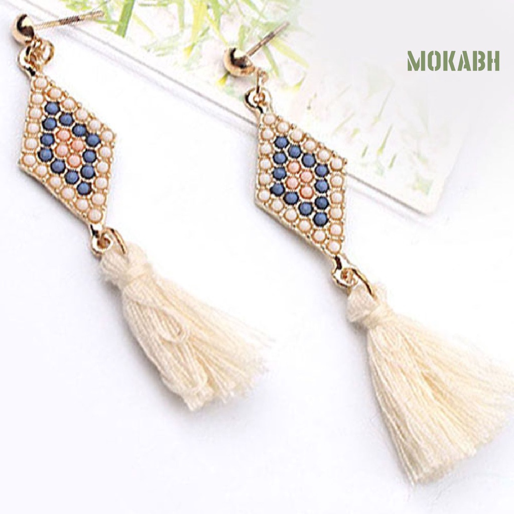 1 Đôi Bông Tai Dáng Dài Đính Đá 4 Màu Tùy Chọn