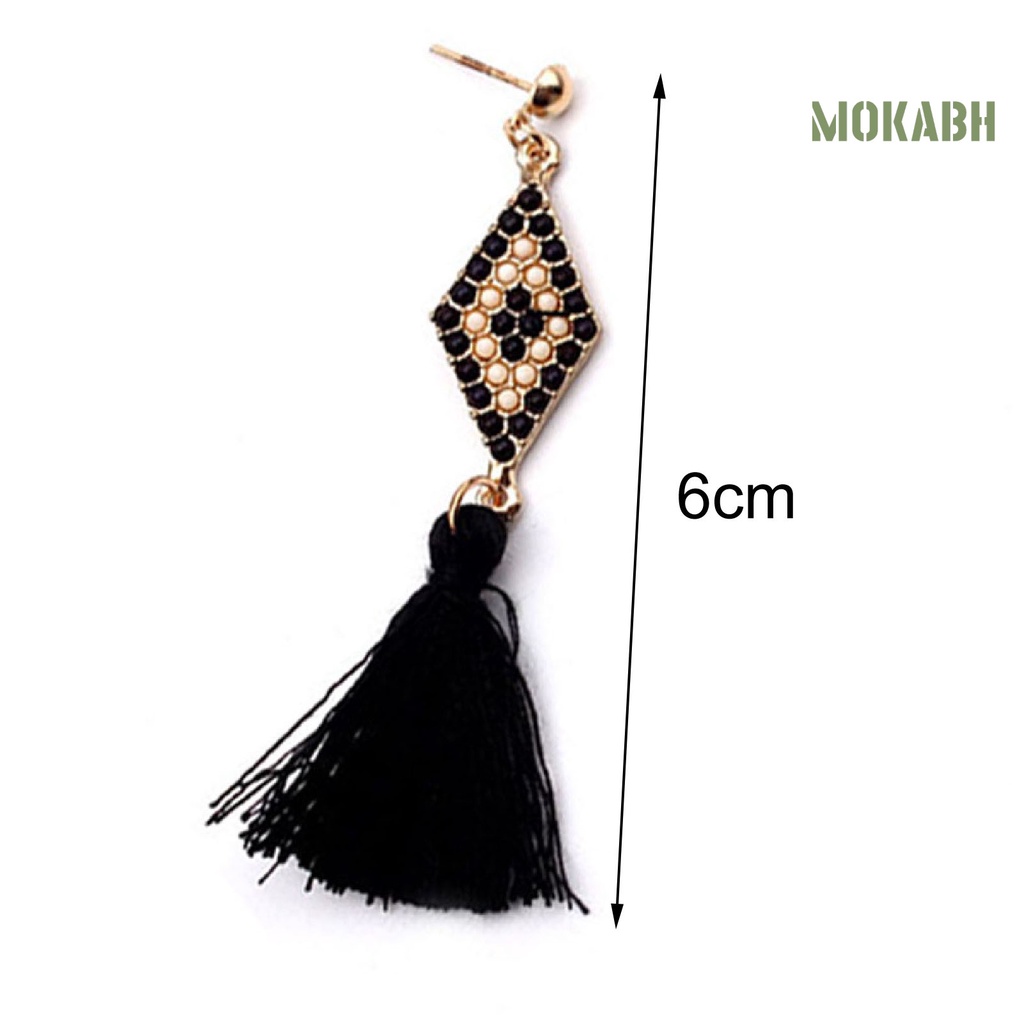 1 Đôi Bông Tai Dáng Dài Đính Đá 4 Màu Tùy Chọn