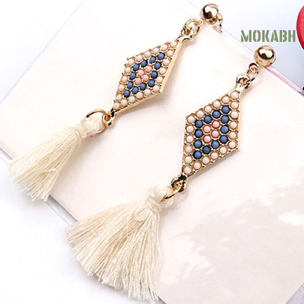 1 Đôi Bông Tai Dáng Dài Đính Đá 4 Màu Tùy Chọn