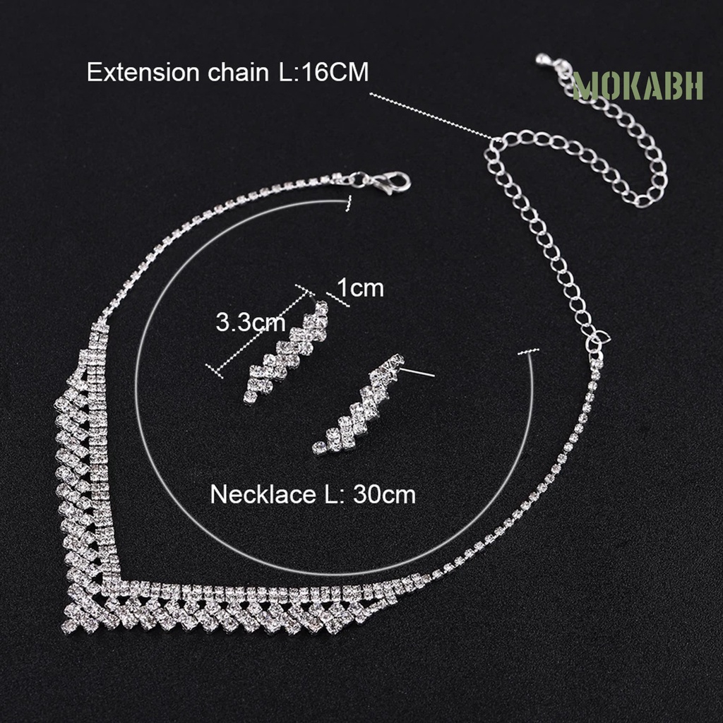 1 Bộ Vòng cổ + Bông Tai Đính Đá Lấp Lánh Sang Trọng Thời Trang Cho Nữ