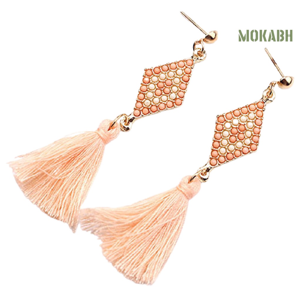 1 Đôi Bông Tai Dáng Dài Đính Đá 4 Màu Tùy Chọn