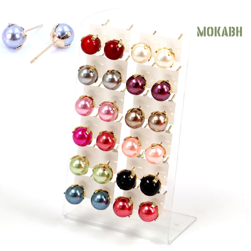 Bộ 12 Đôi Bông Tai Ngọc Trai Tròn Trang Nhã Dành Cho Nữ