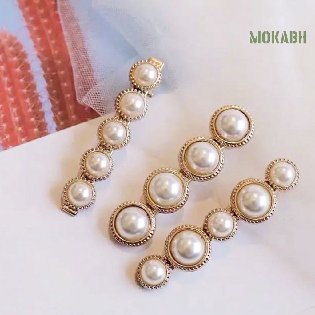 Set 6 Kẹp Tóc Đính Đá / Ngọc Trai Giả Thời Trang Cho Nữ