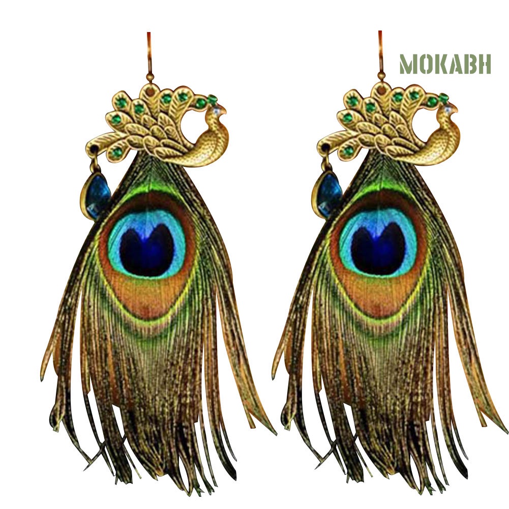 1 Chiếc Bông Tai Móc Hình Lông Công Phong Cách Bohemian Dành Cho Nữ