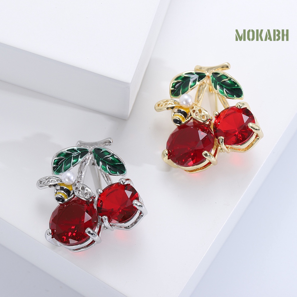 Ghim Cài Áo Hình Quả Cherry Đính Ngọc Trai Nhân Tạo Dành Cho Nữ