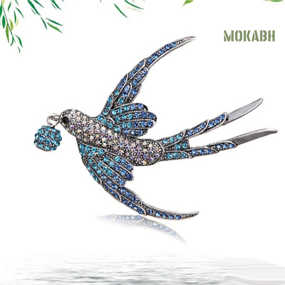 Ghim Cài Áo Hình Chú Chim Én Đính Đá Thời Trang Cho Nữ