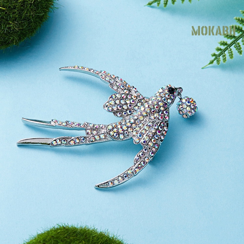 Ghim Cài Áo Hình Chú Chim Én Đính Đá Thời Trang Cho Nữ