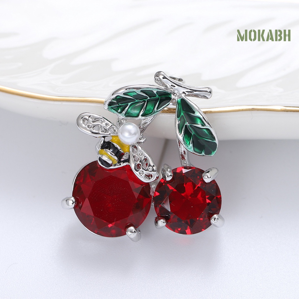 Ghim Cài Áo Hình Quả Cherry Đính Ngọc Trai Nhân Tạo Dành Cho Nữ