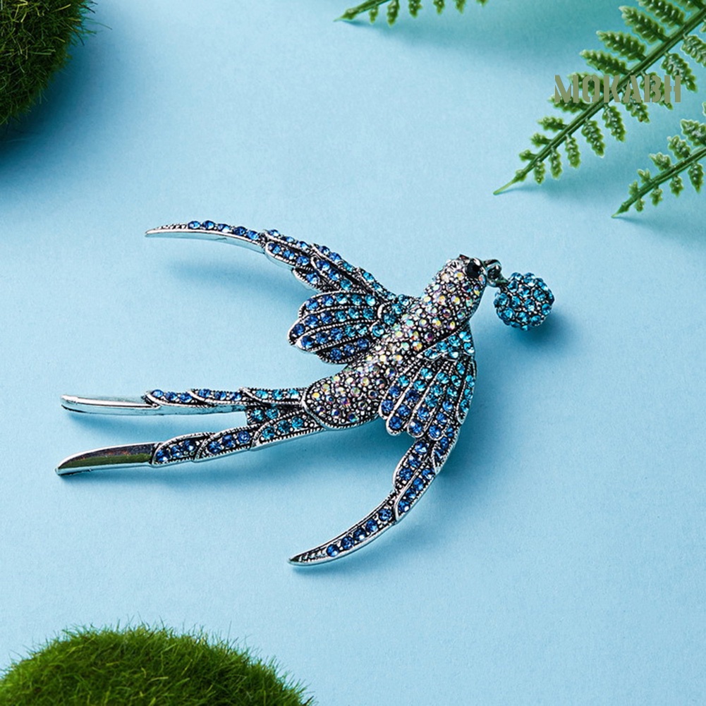 Ghim Cài Áo Hình Chú Chim Én Đính Đá Thời Trang Cho Nữ