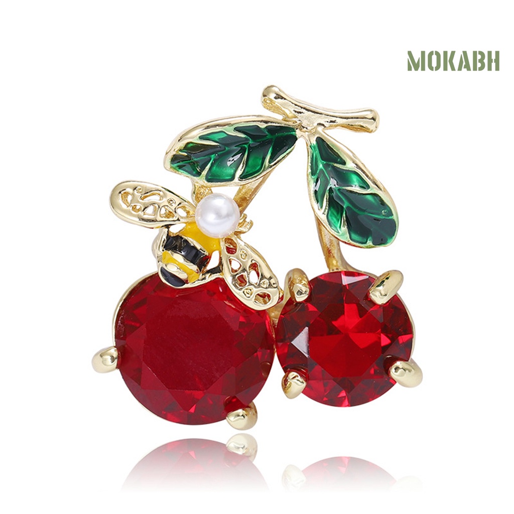 Ghim Cài Áo Hình Quả Cherry Đính Ngọc Trai Nhân Tạo Dành Cho Nữ