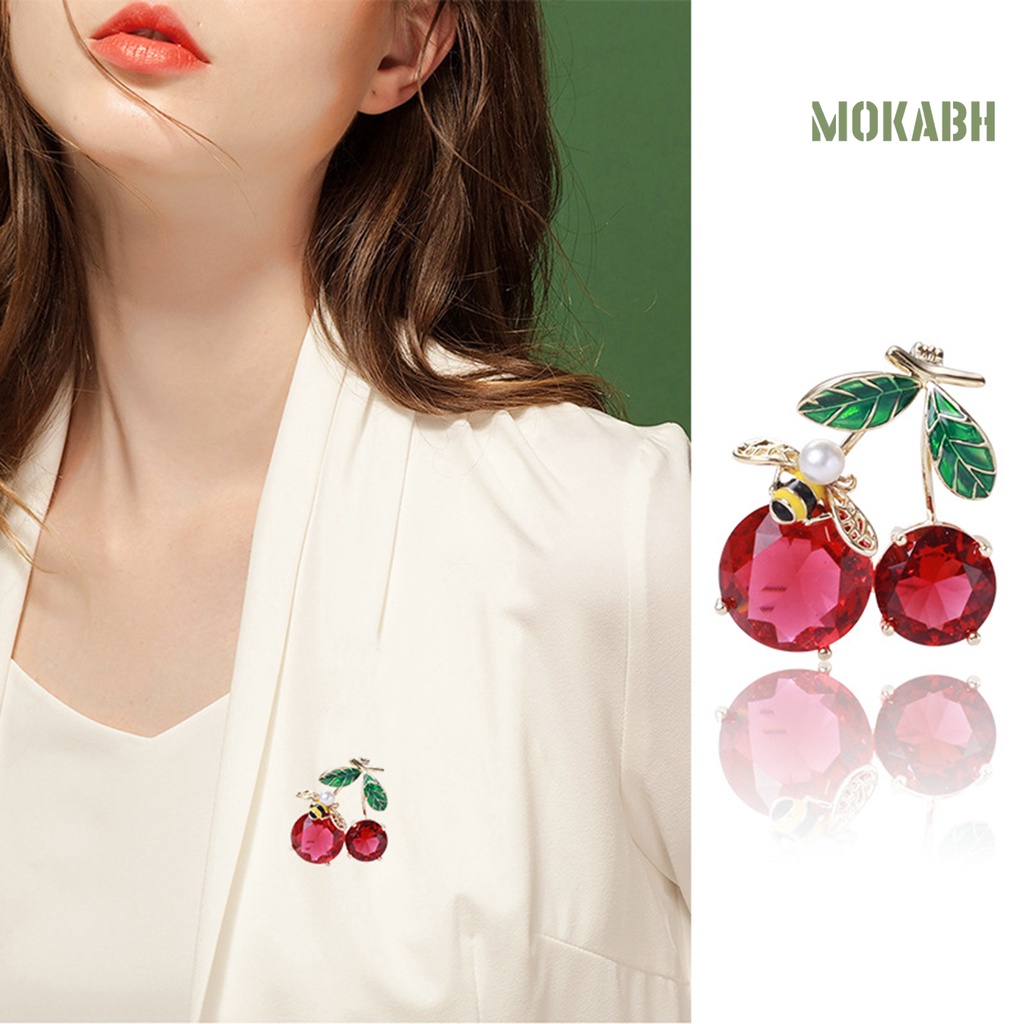 Ghim Cài Áo Hình Quả Cherry Đính Ngọc Trai Nhân Tạo Dành Cho Nữ
