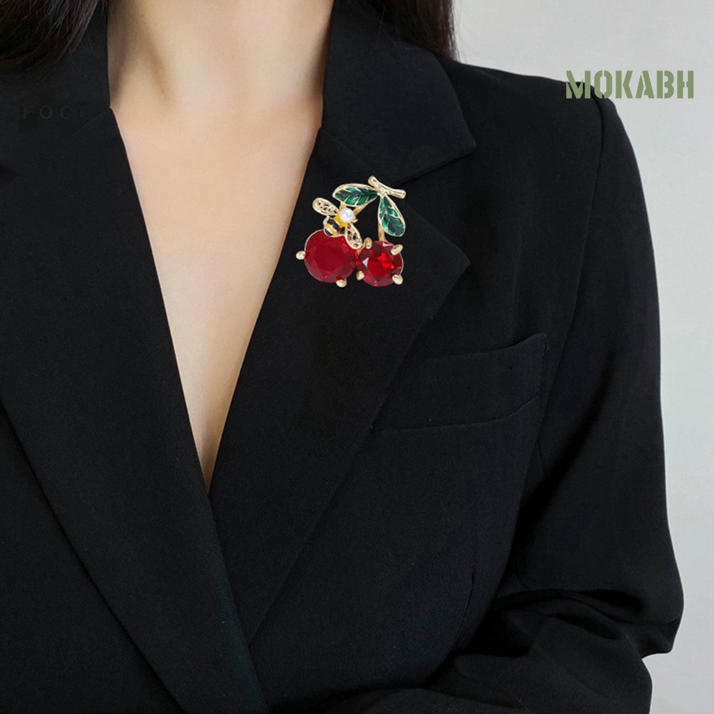 Ghim Cài Áo Hình Quả Cherry Đính Ngọc Trai Nhân Tạo Dành Cho Nữ