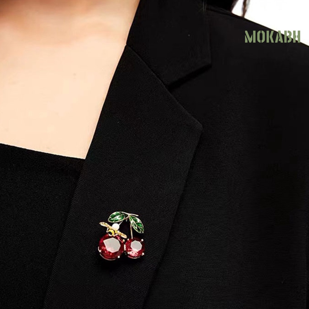 Ghim Cài Áo Hình Quả Cherry Đính Ngọc Trai Nhân Tạo Dành Cho Nữ