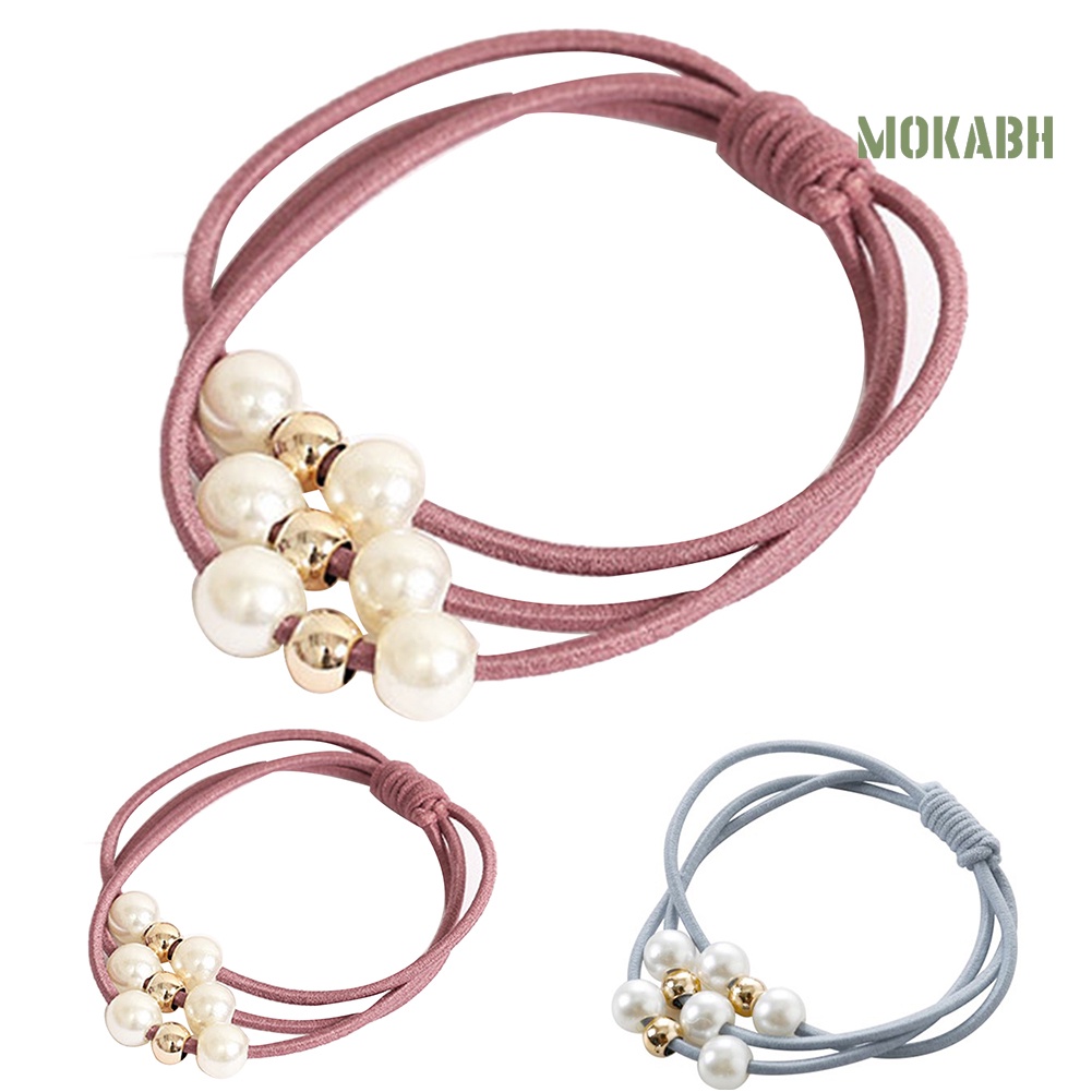 Dây Cột Tóc Co Giãn Nhiều Lớp Đính Hạt Ngọc Trai Giả Ngọt Ngào Cho Nữ