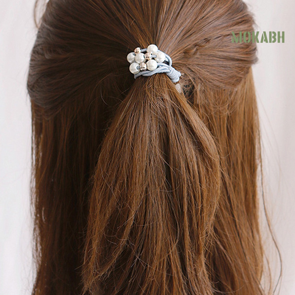 Dây Cột Tóc Co Giãn Nhiều Lớp Đính Hạt Ngọc Trai Giả Ngọt Ngào Cho Nữ