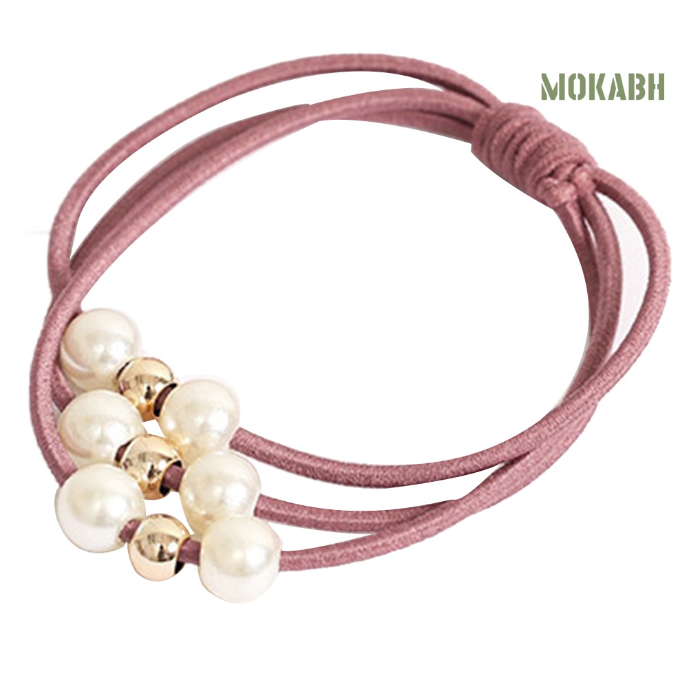 Dây Cột Tóc Co Giãn Nhiều Lớp Đính Hạt Ngọc Trai Giả Ngọt Ngào Cho Nữ