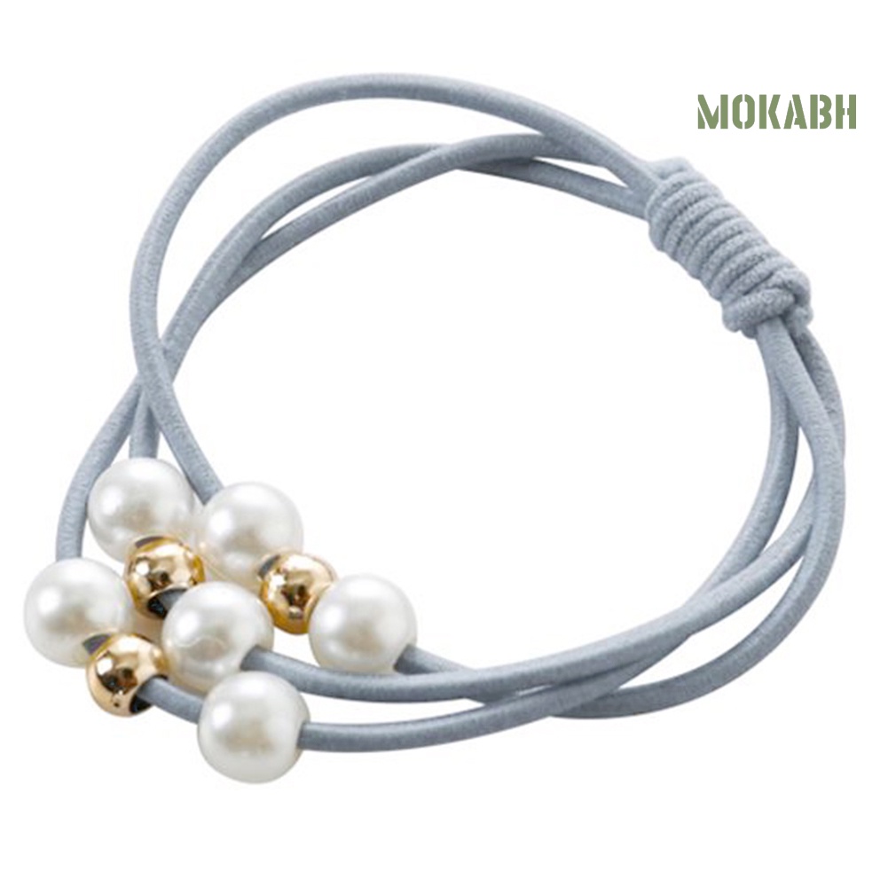 Dây Cột Tóc Co Giãn Nhiều Lớp Đính Hạt Ngọc Trai Giả Ngọt Ngào Cho Nữ