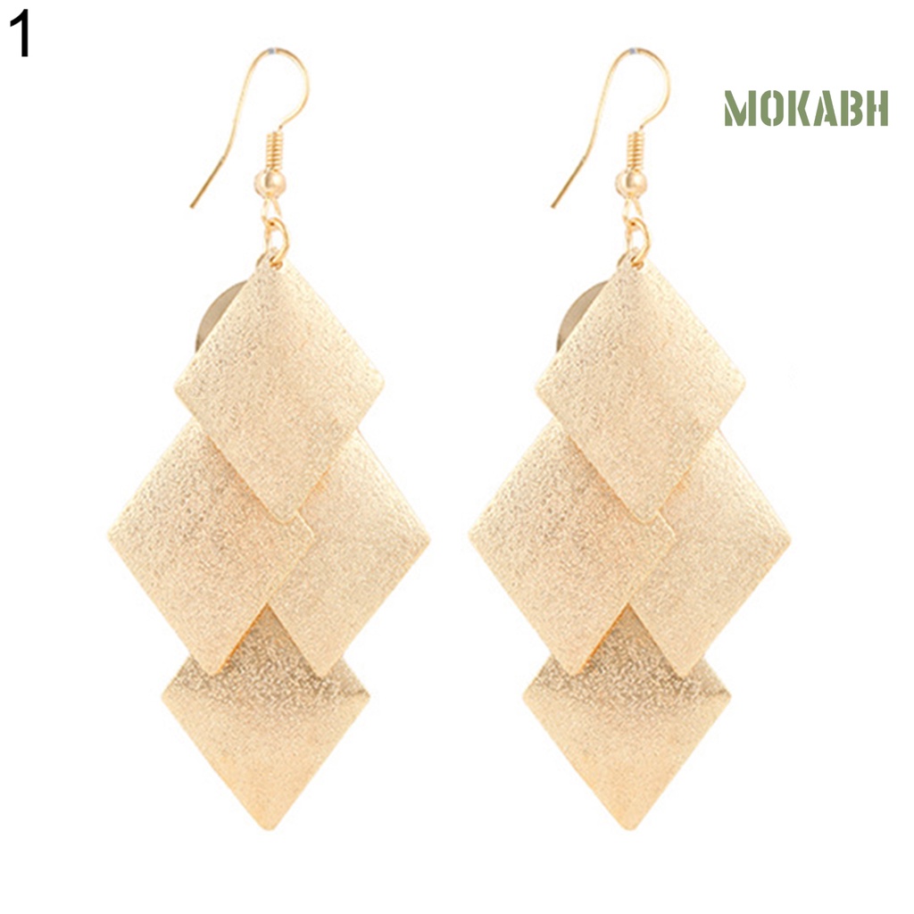 [mokabh] Khuyên Tai Dáng Dài Đính Kim Tuyến Lấp Lánh Thời Trang Cho Nữ