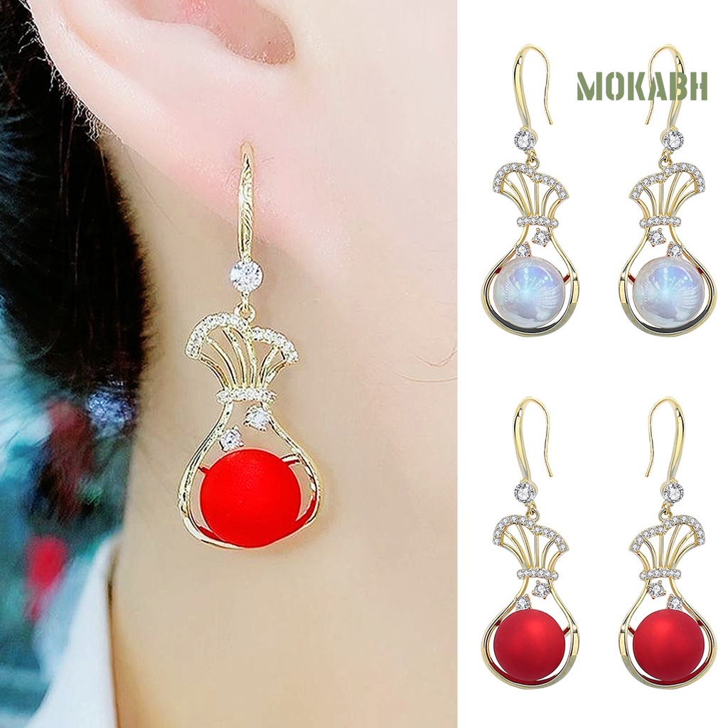 1 Đôi Bông Tai Hình Túi Tiền Đính Đá Lấp Lánh Thời Trang Cho Nữ