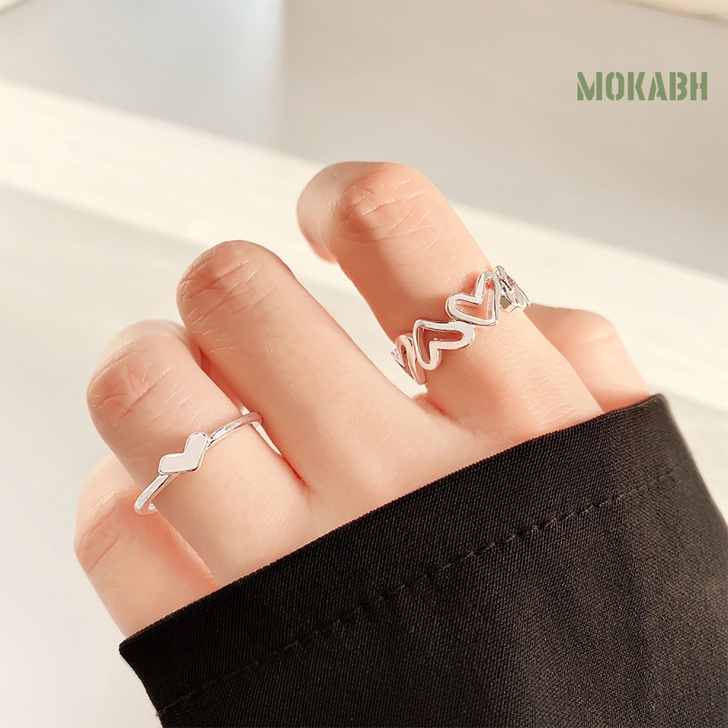 1 Cặp Nhẫn Tròn Màu Trơn Xinh Xắn Dành Cho Nữ