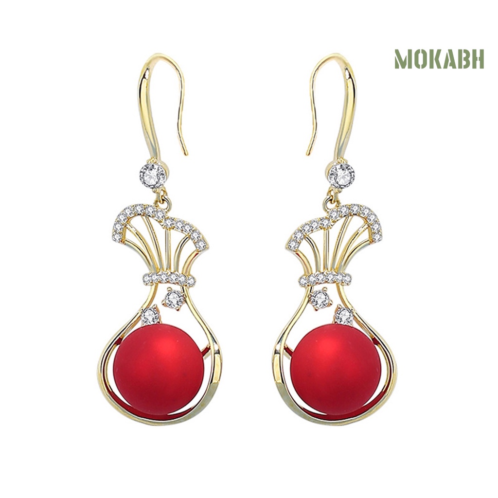 1 Đôi Bông Tai Hình Túi Tiền Đính Đá Lấp Lánh Thời Trang Cho Nữ