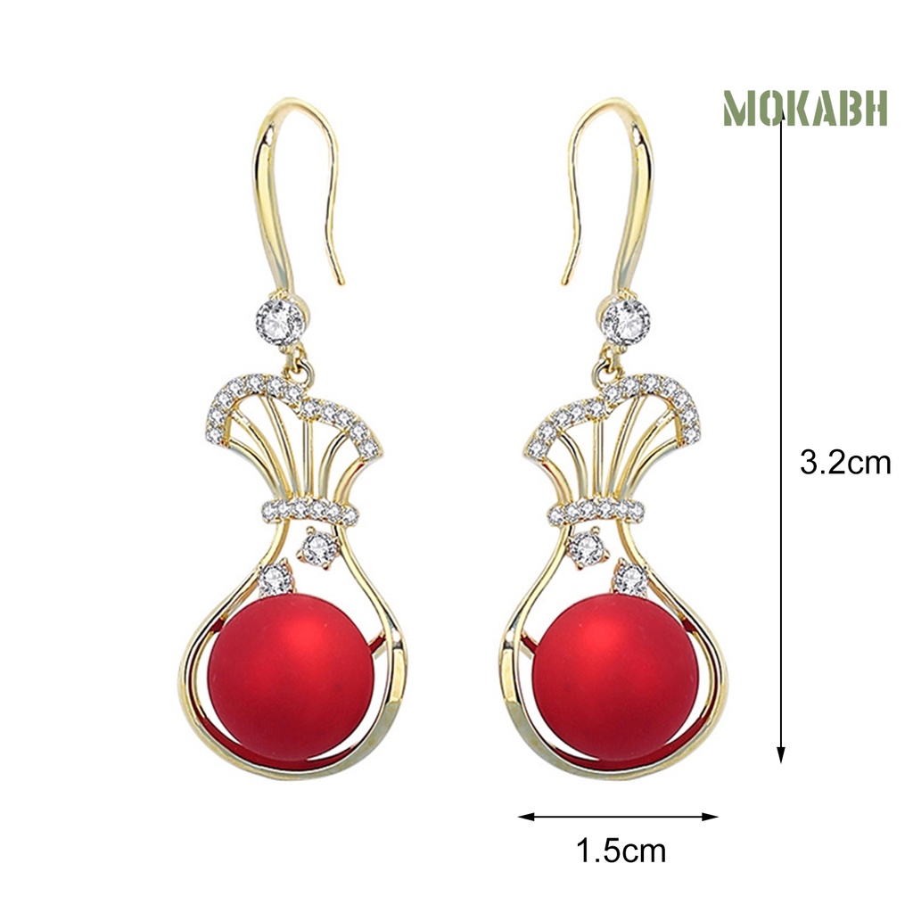 1 Đôi Bông Tai Hình Túi Tiền Đính Đá Lấp Lánh Thời Trang Cho Nữ