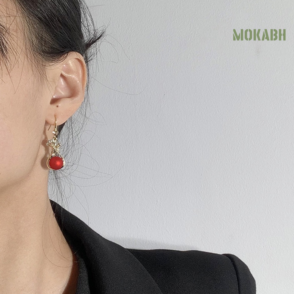 1 Đôi Bông Tai Hình Túi Tiền Đính Đá Lấp Lánh Thời Trang Cho Nữ